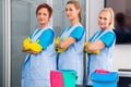 Cleaning brigade working in office Royalty Free Stock Photo