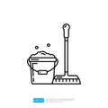 cleaning Bucket and broom icon