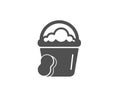 Cleaning bucket with sponge simple icon.
