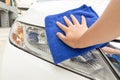 Cleaning car using microfiber cloth