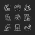 Cleaning chores chalk white icons set on black background Royalty Free Stock Photo