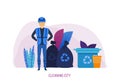 Cleaning city. Ecology clean city, cleaning area of garbage.