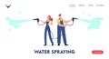 Cleaning Company Employees Landing Page Template. Male Female Characters Work at Car Wash Service. Workers Wear Uniform Royalty Free Stock Photo