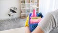 cleaning company house chores detergent supplies Royalty Free Stock Photo