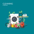 Cleaning company services vector flat style design illustration