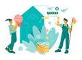 Banner for cleaning service and household staff hiring vector illustration