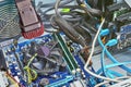 Cleaning computer CPU fan using portable vacuum cleaner. Royalty Free Stock Photo