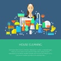 Cleaning concept, poster. Royalty Free Stock Photo