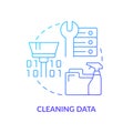 Cleaning data blue gradient concept icon