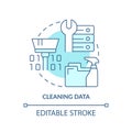 Cleaning data turquoise concept icon