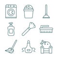 Cleaning and desinfect set icons Royalty Free Stock Photo