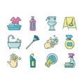 Cleaning and desinfect set icons Royalty Free Stock Photo