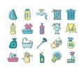 Cleaning and desinfect set icons Royalty Free Stock Photo