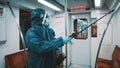 Cleaning and Disinfection at train , coronavirus epidemic. Infection prevention and control of epidemic.