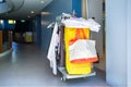 Cleaning equipment cart in hotel