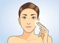 Cleaning face skin with facial cotton