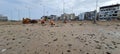 Cleaning the filthy beach of Versova in tropical Mumbai Royalty Free Stock Photo