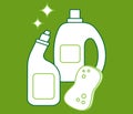 cleaning flat icon. Flat laundry products. clean white plastic bottles, washing powders or gels
