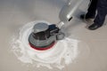 Cleaning floor with machine Royalty Free Stock Photo