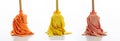 Cleaning floor mops set isolated against white background