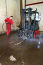 Cleaning a forklift