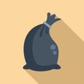 Cleaning full bag of trash icon flat vector. Clean urban