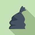Cleaning full bag of trash icon flat vector. Ecological sack
