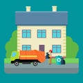 Cleaning Garbage From the City Streets Vector. Royalty Free Stock Photo