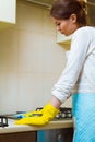 Cleaning a gas stove concept Royalty Free Stock Photo