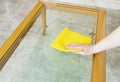 Cleaning a glass table