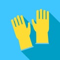 Cleaning gloves icon, flat style