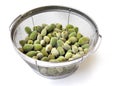 Cleaning green almonds Royalty Free Stock Photo