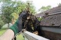 Cleaning Gutters During The Summer Royalty Free Stock Photo