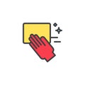 Cleaning hand filled outline icon