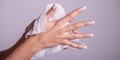 Cleaning hands with wet wipes - prevention of infectious diseases