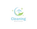 cleaning home logo creative design concept nature leaf design concept Royalty Free Stock Photo