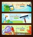 Cleaning Horizontal Banners Set Royalty Free Stock Photo