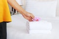 Cleaning in a hotel room Royalty Free Stock Photo