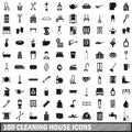 100 cleaning house icons set, simple style Royalty Free Stock Photo