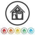 Cleaning house ring icon, color set