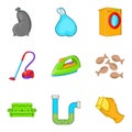 Cleaning house service icon set, cartoon style Royalty Free Stock Photo