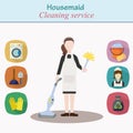 Cleaning house service - young women character