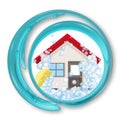 Cleaning house water splash. Logo for services cleaning home. Vector Royalty Free Stock Photo