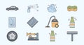 Cleaning and Household Tools Vector Icon Set Royalty Free Stock Photo