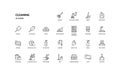 cleaning household work hygiene housework detailed outline line icon set