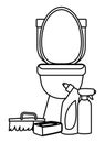 Cleaning and hygiene equipment icons in black and white