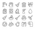 Cleaning icon. Cleaning and Household Supplies line icons set. Editable stroke. Royalty Free Stock Photo