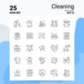 25 Cleaning Icon Set. 100% Editable EPS 10 Files. Business Logo Concept Ideas Line icon design Royalty Free Stock Photo