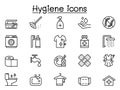 Cleaning icon set in thin line style Royalty Free Stock Photo