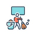 Color illustration icon for Cleaning, swabber and strret Royalty Free Stock Photo